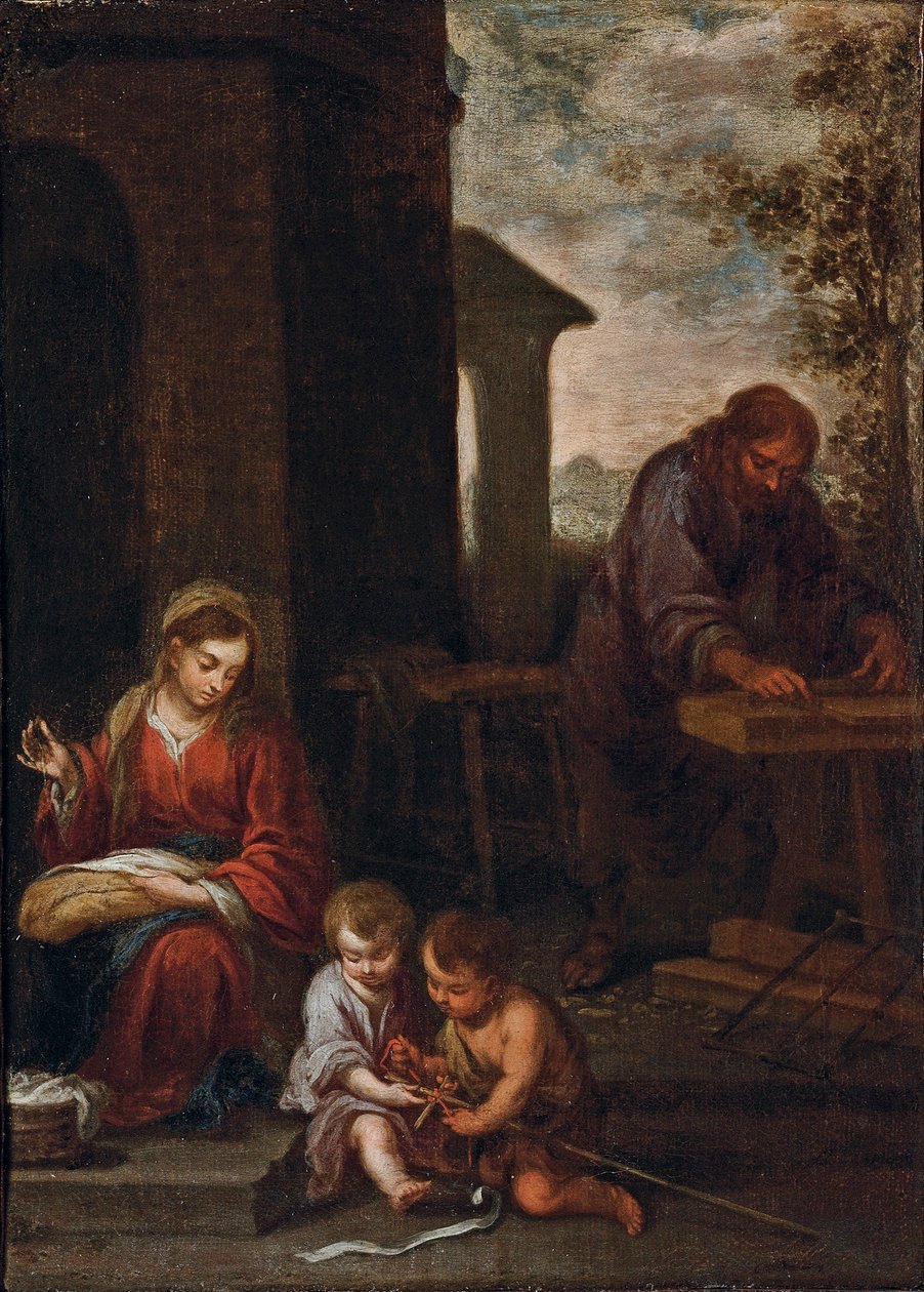 Den heliga familjen med spädbarnet Johannes döparen, 1660-70 av Bartolomé Esteban Murillo