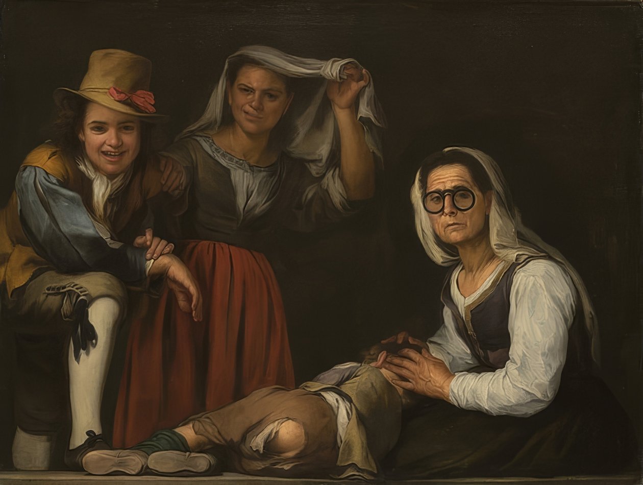 Fyra figurer på trappan. Omkring 1655-60 av Bartolomé Esteban Murillo