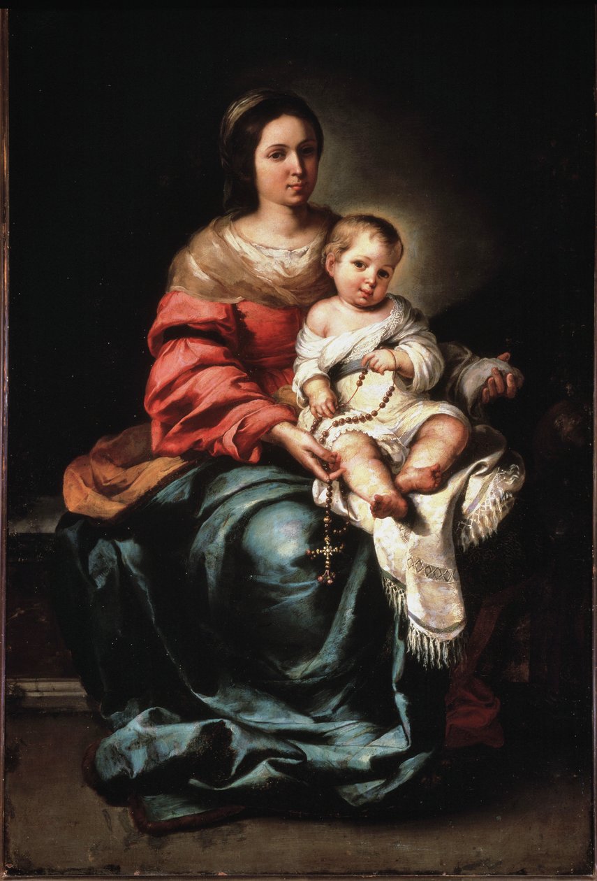 Jungfru från Rosenkransen - olja på duk, ca 1650 av Bartolomé Esteban Murillo