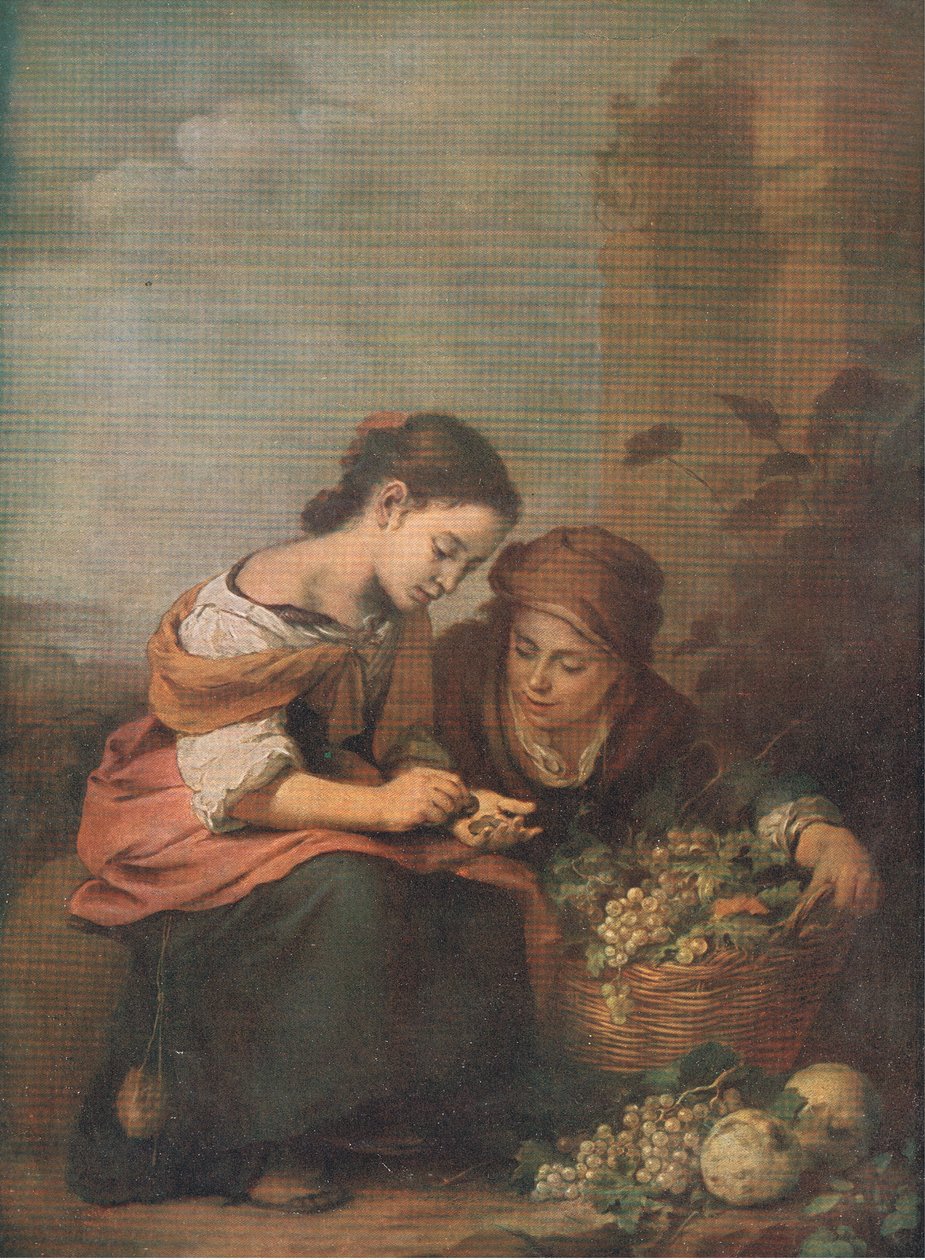 Fruktförsäljare som räknar sina pengar, Bibbys Annual, 1916-17 av Bartolome Esteban after Murillo