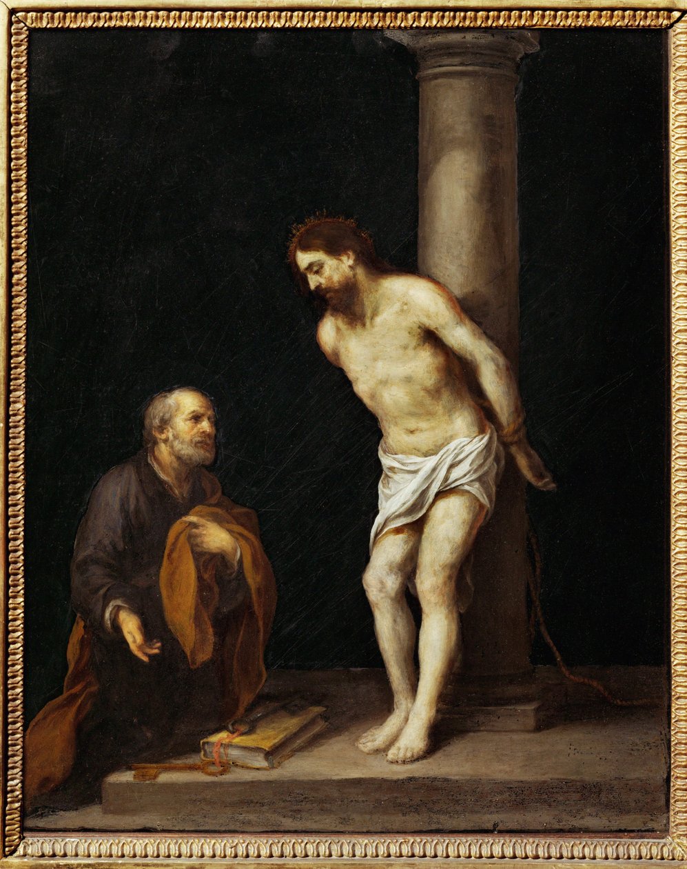 Kristus har kolumnen ... av Bartolome Esteban (school of) Murillo
