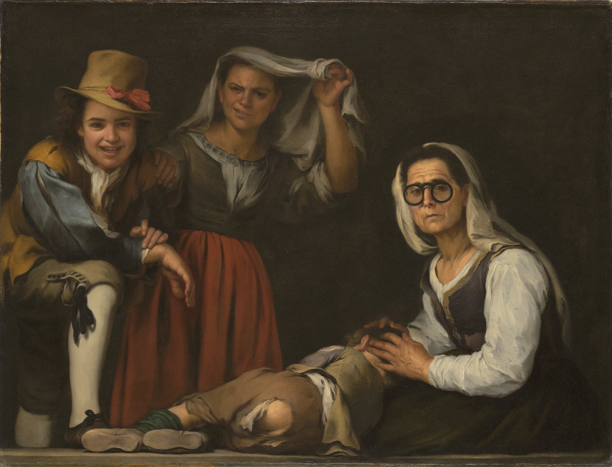 Fyra figurer på ett trappsteg av Bartolomé Esteban Murillo