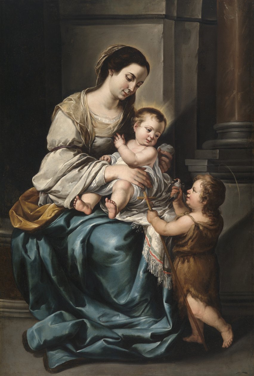 La Serrana eller, Madonna och barn med spädbarnet St. John (olja på duk) av Bartolomé Esteban Murillo