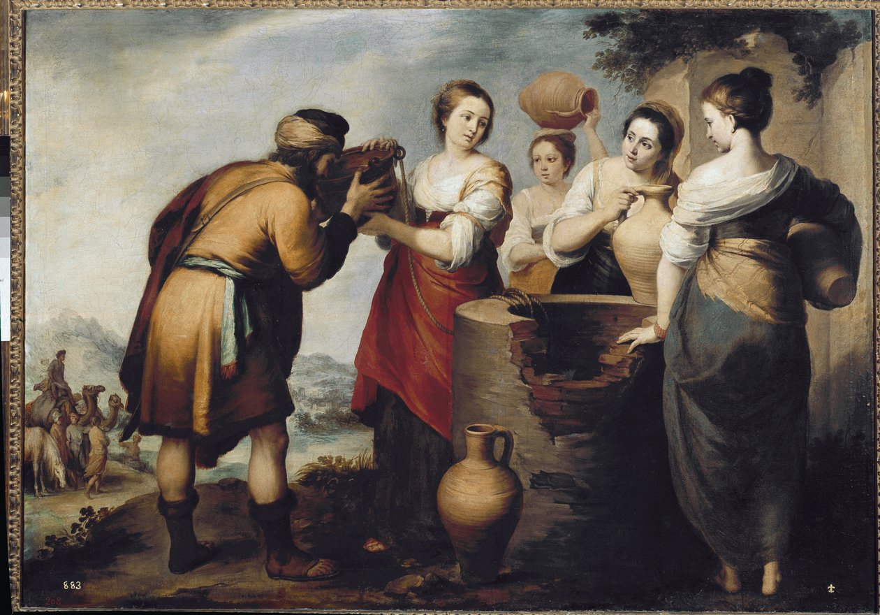 Rebecca och Eleazar vid brunnen (olja på duk av Bartolomé Esteban Murillo