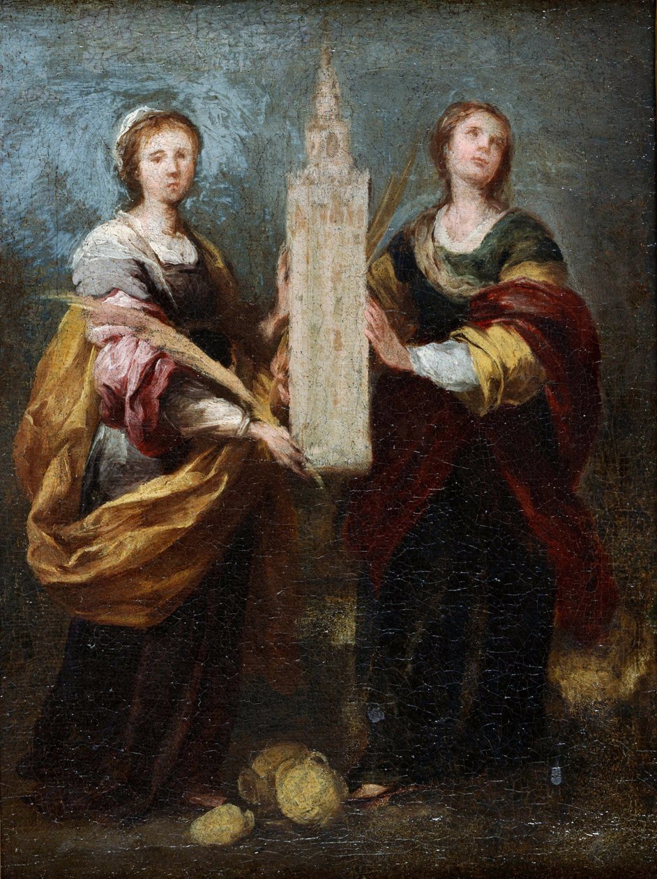 ""Representation Of Saints Justus And Rufina (3rd Century)"" (Justa And Rufina) Målning av Bartolome Esteban Murillo (1617-1682) Circa 1665 Dim 32x24 Cm National Museum of Western Art, Tokyo av Bartolomé Esteban Murillo