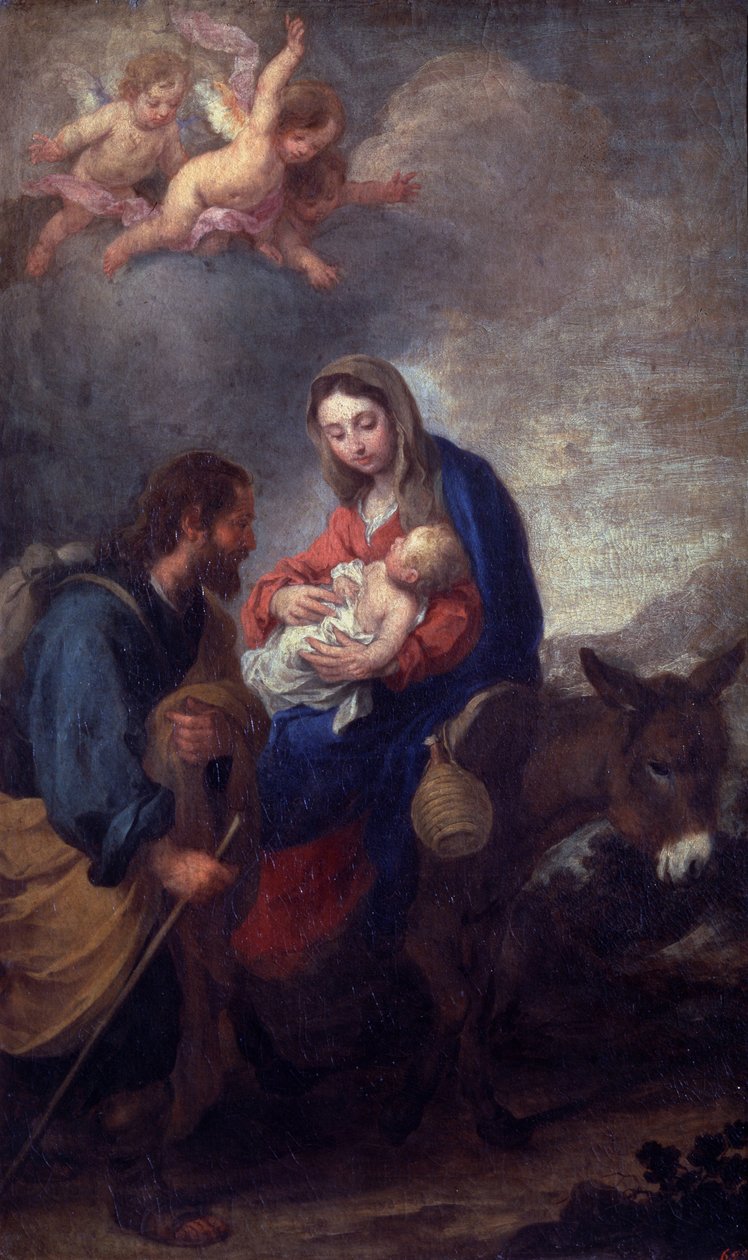 Vila på flykten till Egypten (olja på duk) av Bartolomé Esteban Murillo