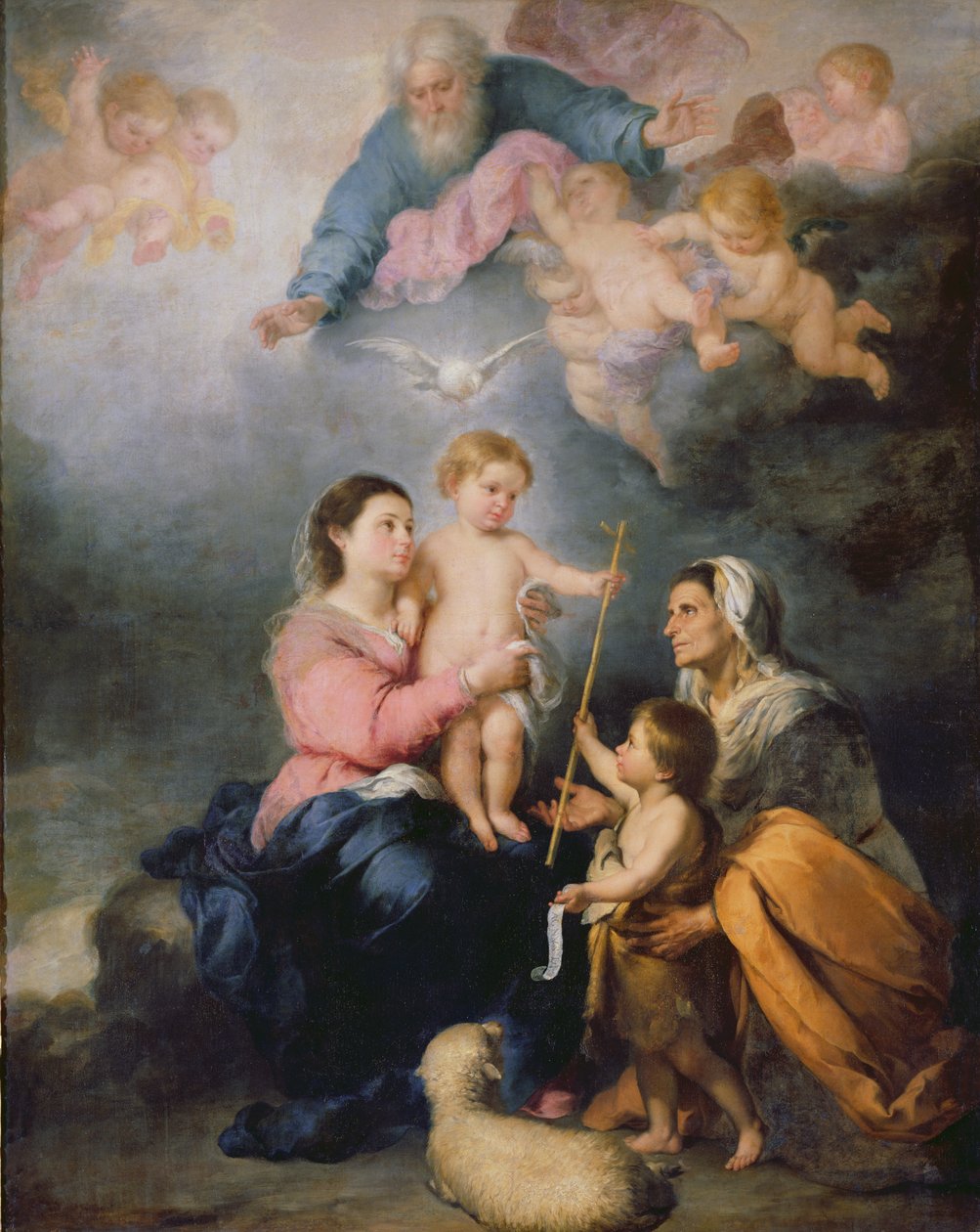Den heliga familjen eller Jungfrun av Sevilla (olja på duk) av Bartolomé Esteban Murillo
