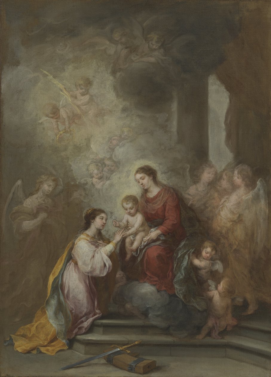 Den heliga Katarinas mystiska bröllop av Bartolomé Esteban Murillo