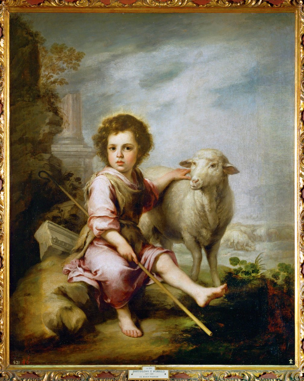 Den gode herden (målning på duk) av Bartolome Esteban Murillo