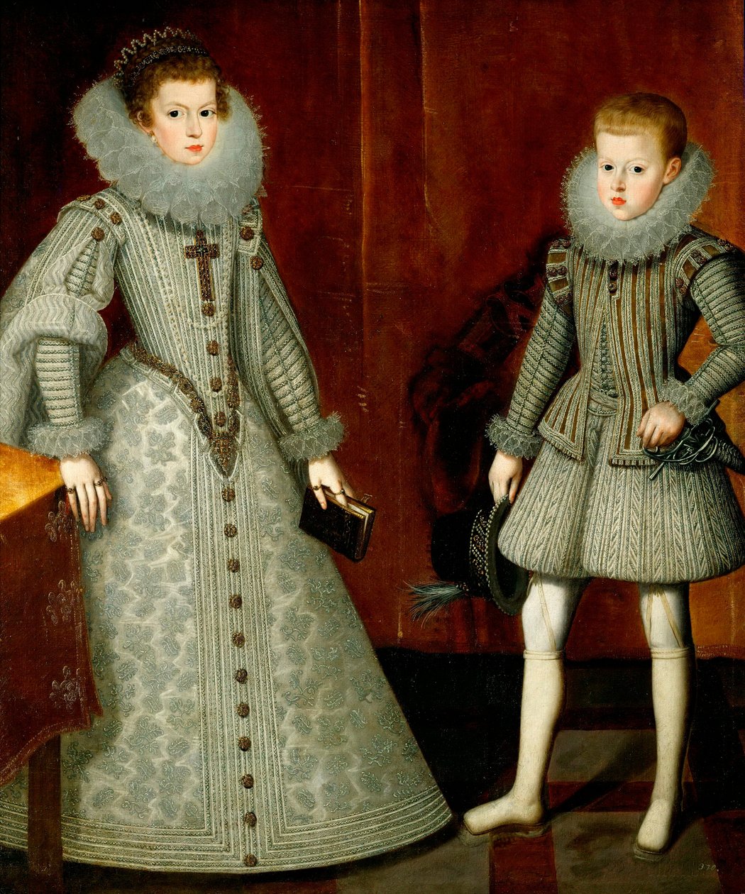 ""Porträtt av Anne av Österrike och hennes bror Philip (då Filip IV av Spanien)"" (The Infante Philip, senare kung Filip IV av Spanien (1605-1665) och hans syster Anne av Österrike (1601-1666) ) Målning av Bartolome Gonzalez y Serrano (1564-1627) av Bartolome Gonzalez