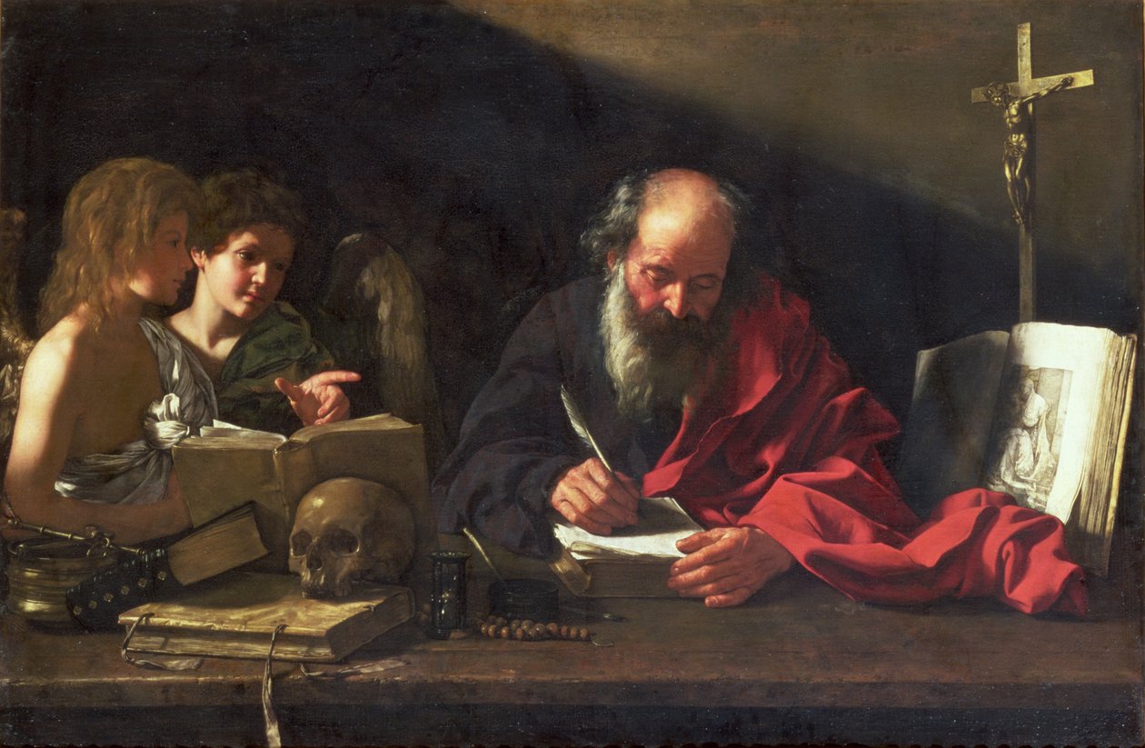 St. Hieronymus i sin studie av Bartolomeo Cavarozzi