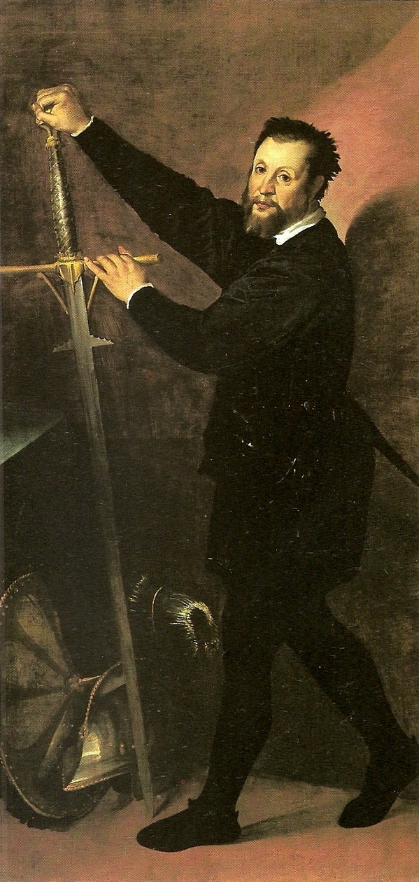 Portrait of a Man with a Sword or Portrait of an Armourer av Bartolomeo Passarotti