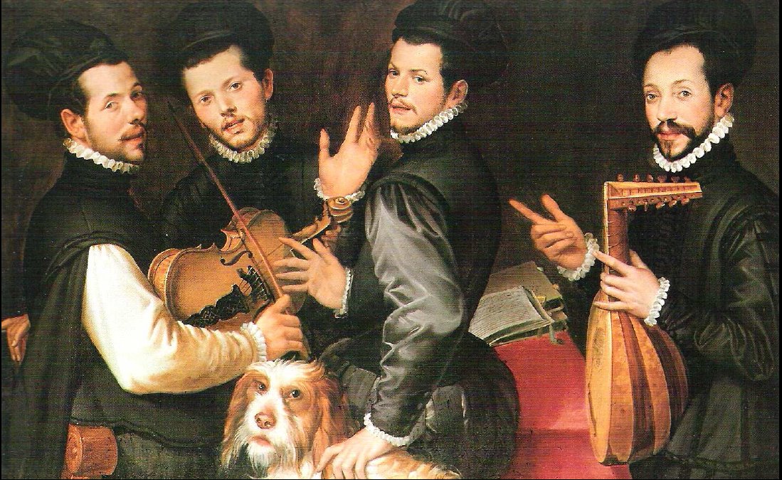 Portrait of the four Monaldini brothers av Bartolomeo Passarotti