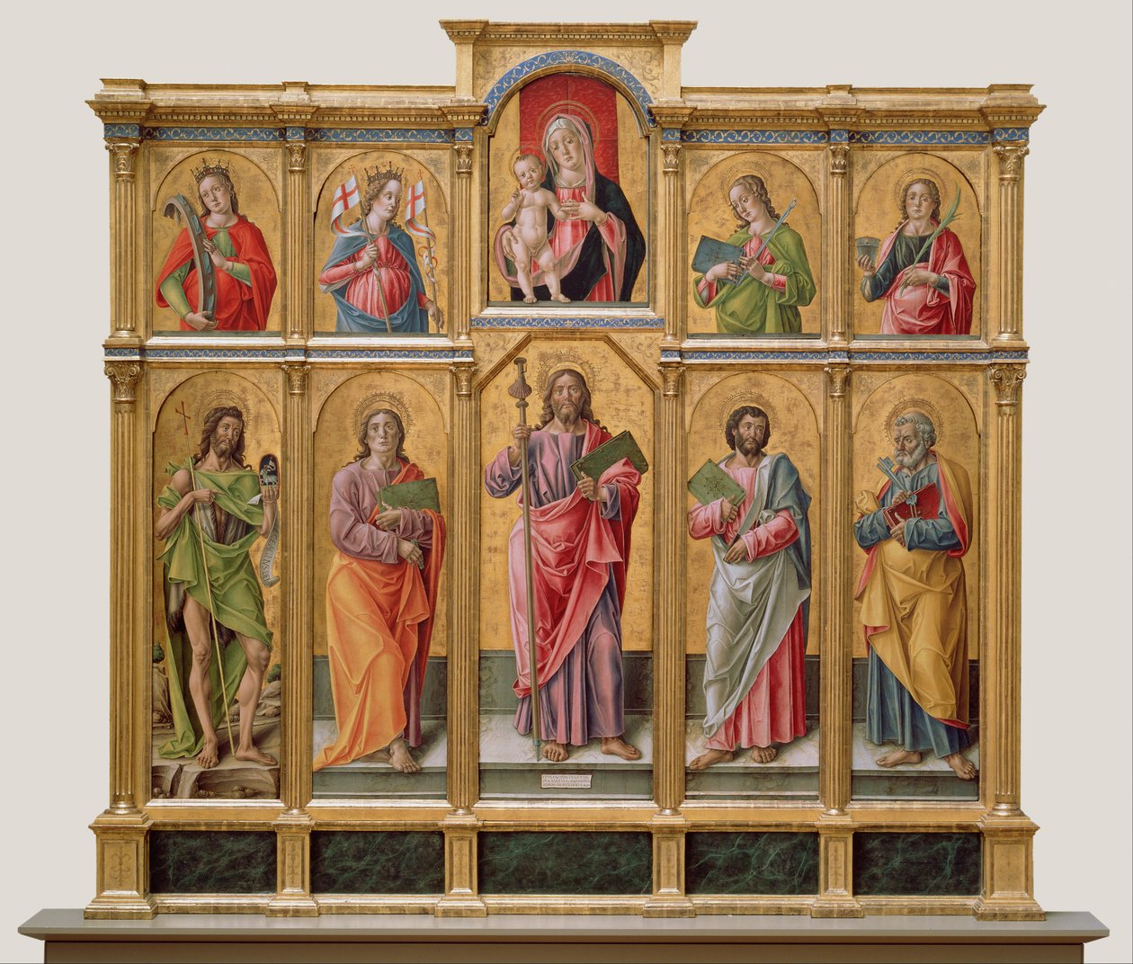 Polyptych with Saint James Major, Madonna and Child, and Saints  av Bartolomeo Vivarini