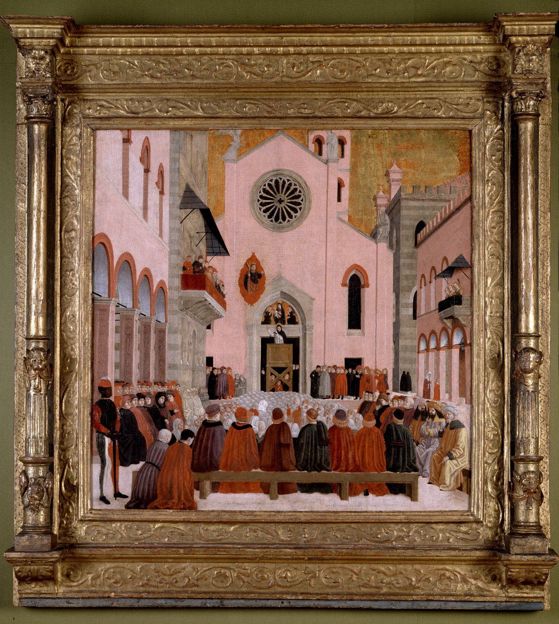 Den helige Vincent Ferrer predikar framför kyrkan Sant