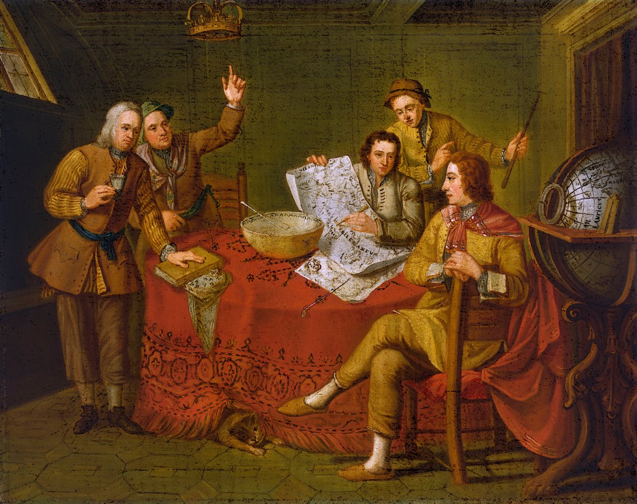 Gustavus Hamilton, 2:e viscount Boyne (1639-1723), i hytten på sin yacht av Bartolomeo (after) Nazari