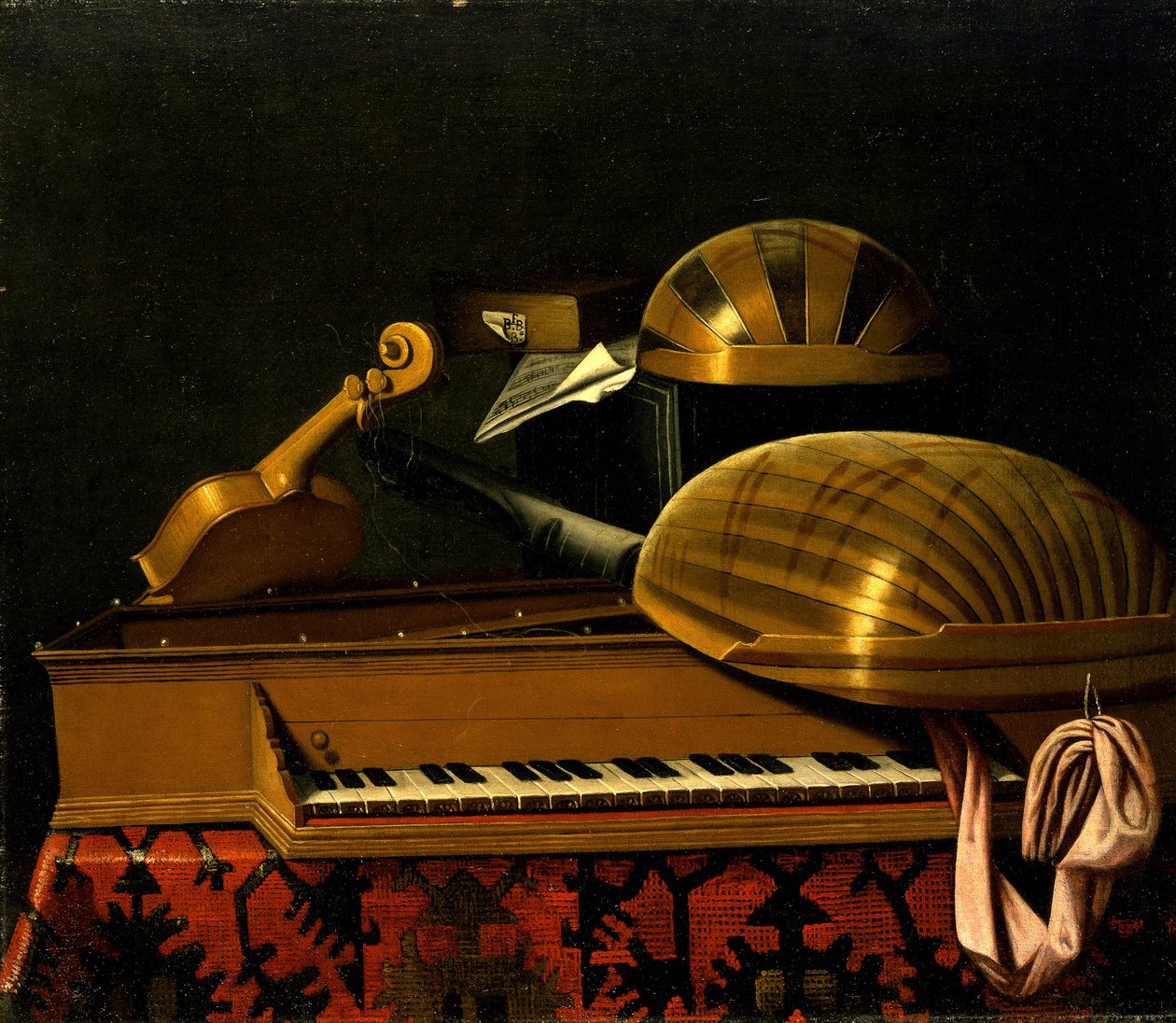 Stilleben med musikinstrument och böcker, mitten av 1600-talet. av Bartolomeo Bettera
