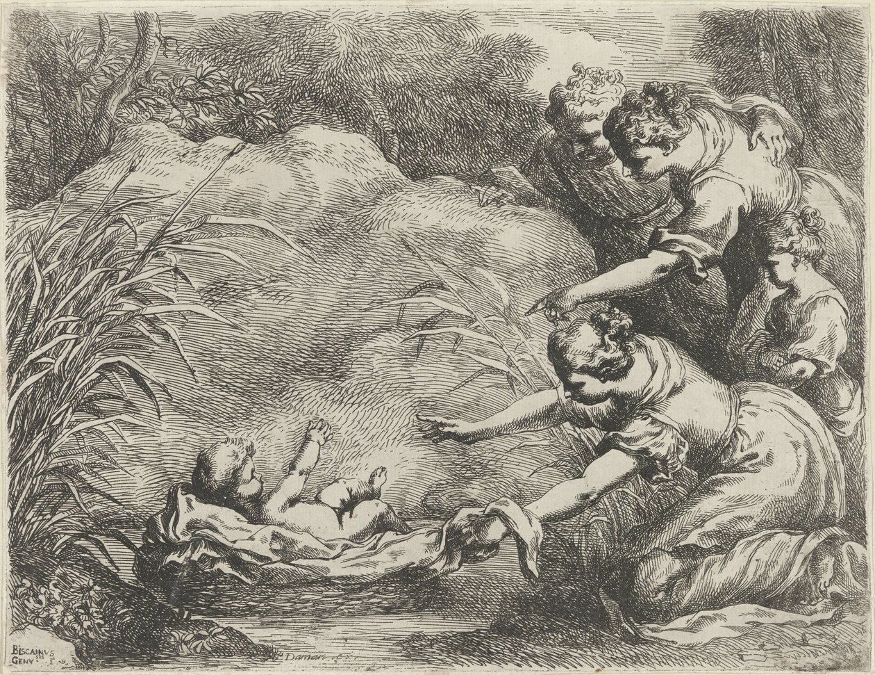 Moses räddade från Nilen av Bartolomeo Biscaino