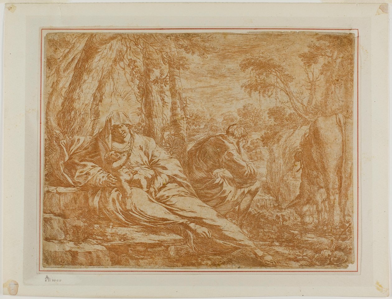 Vila på flykten till Egypten av Bartolomeo Biscaino