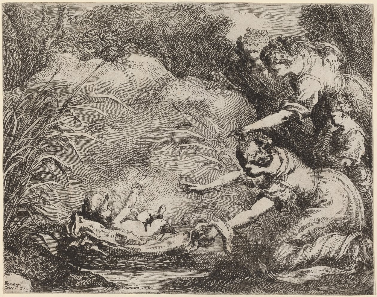 Fyndet av Moses av Bartolomeo Biscaino