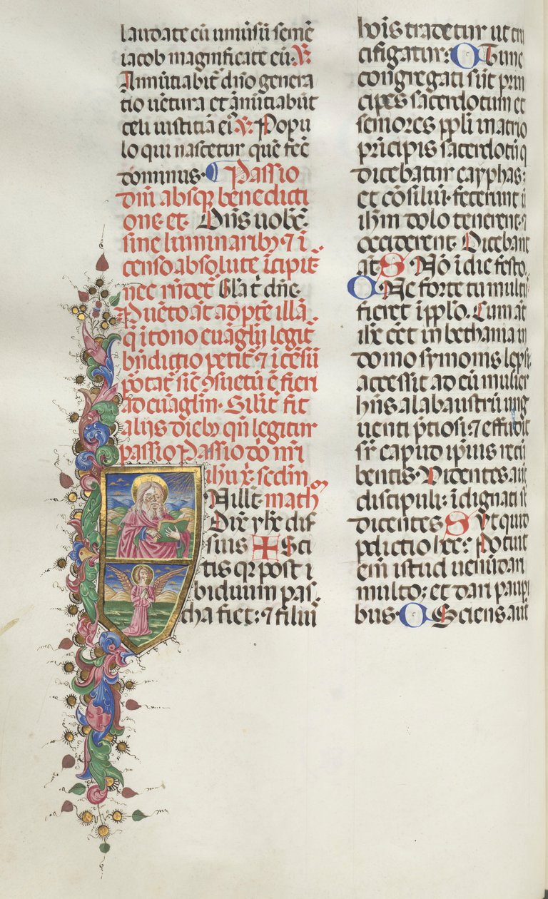 Missale: Fol. 116: Saint Matthew med ängel, 1469. av Bartolomeo Caporali