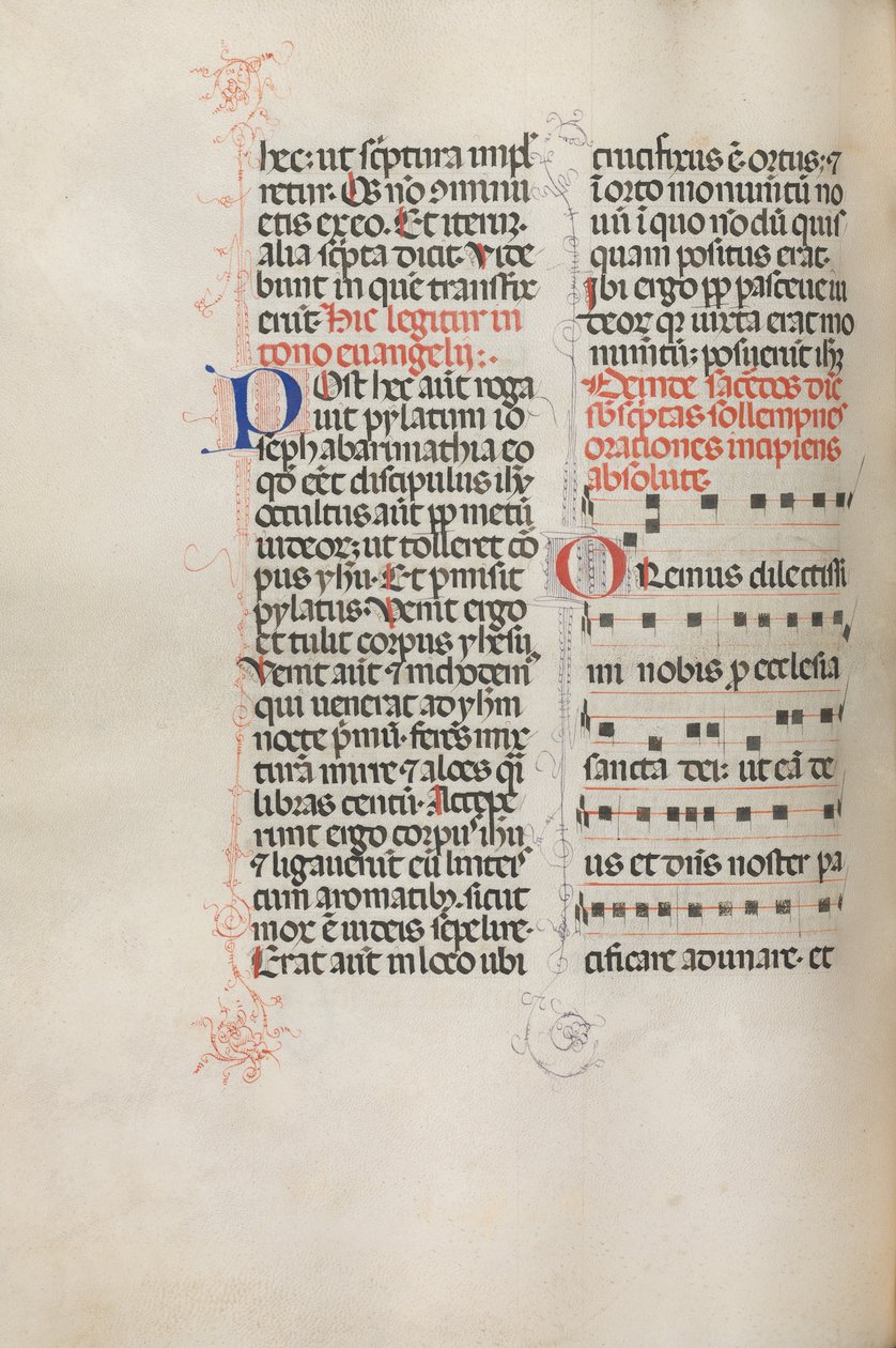 Missale: Fol. 145v: Musik för olika böner, 1469. av Bartolomeo Caporali