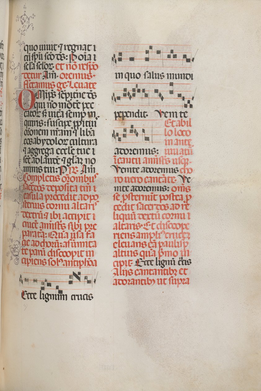 Missale: Fol. 148: Musik för Behold the wood of the cross..., 1469 av Bartolomeo Caporali