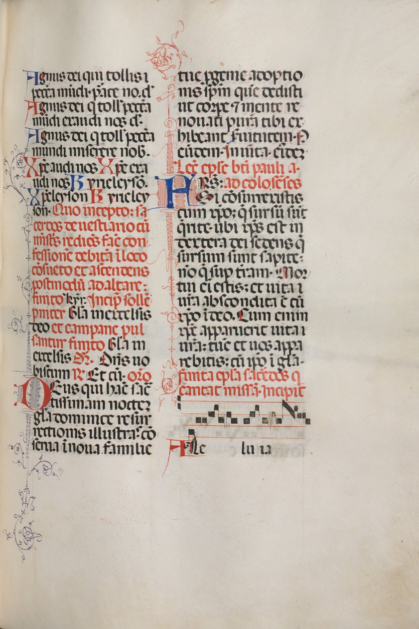 Missale: Fol. 171: Musik för Alleluia etc. i början av påsk, 1469. av Bartolomeo Caporali