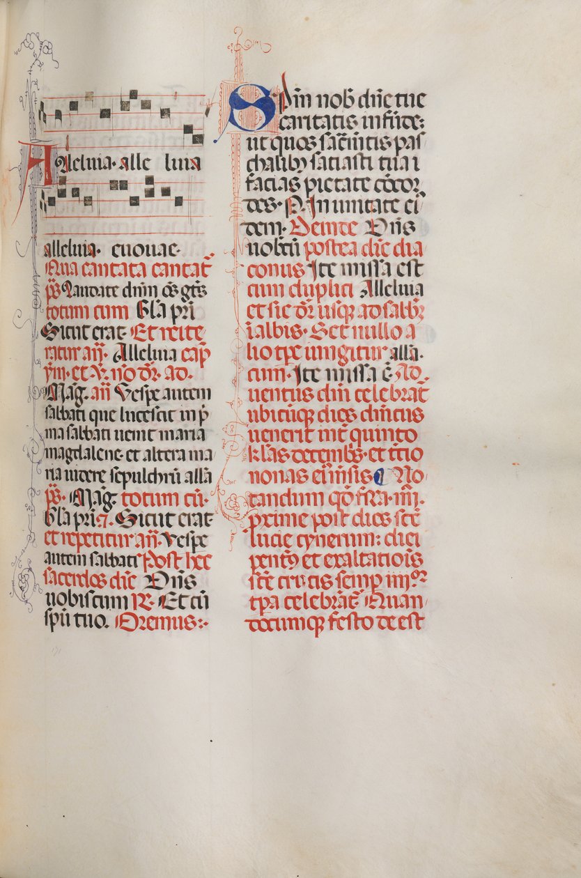 Missale: Fol. 173: Musik för Alleluia etc. i början av påsk, 1469. av Bartolomeo Caporali