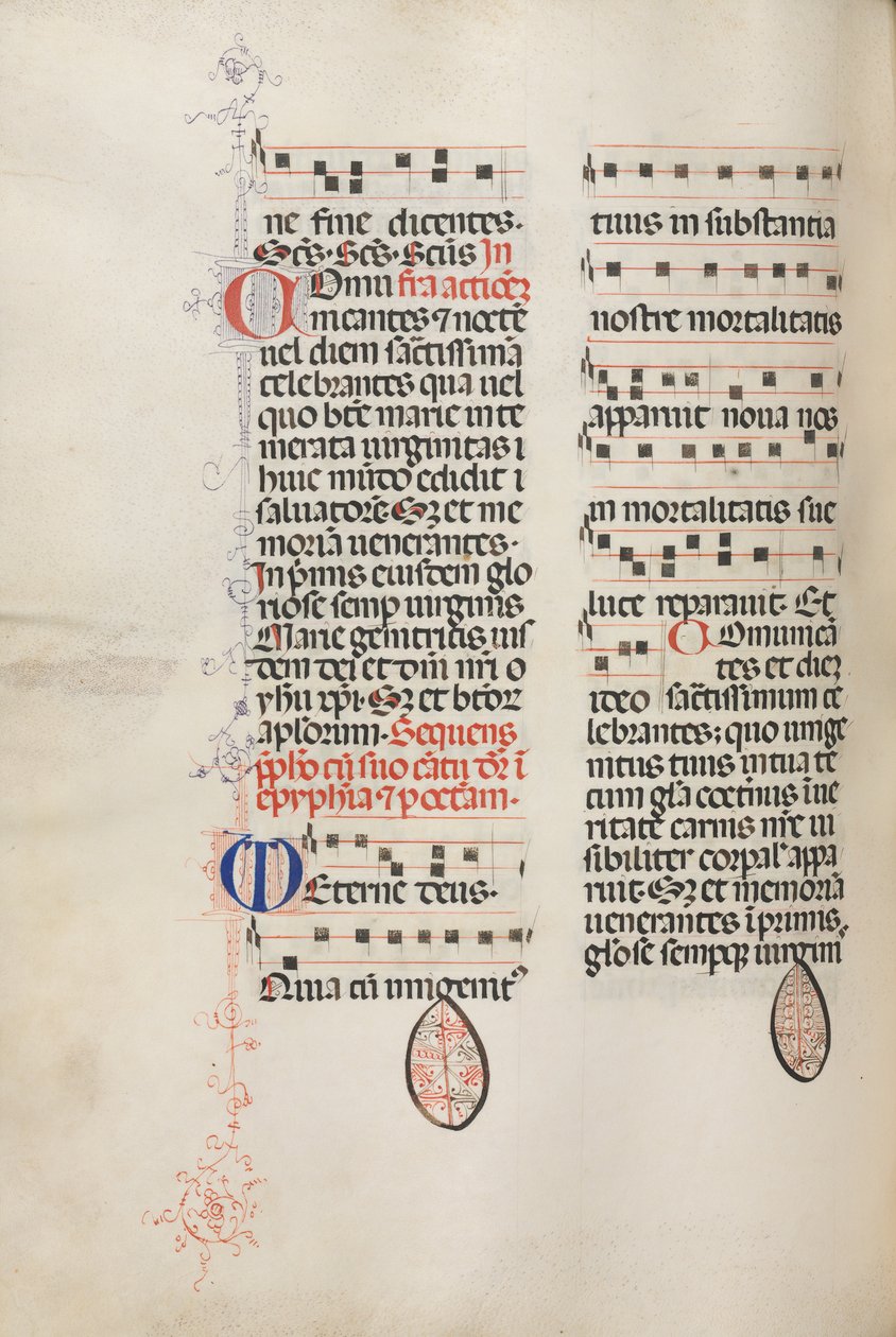 Missale: Fol. 177v: Musik för olika vanliga böner, 1469. av Bartolomeo Caporali