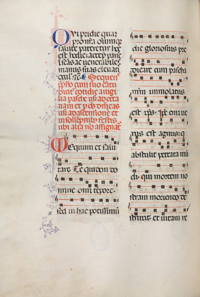 Missale: Fol. 178v: Musik för olika vanliga böner, 1469. av Bartolomeo Caporali
