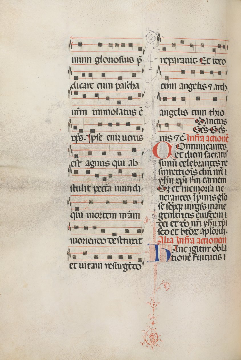 Missale: Fol. 179v: Musik för olika vanliga böner, 1469. av Bartolomeo Caporali