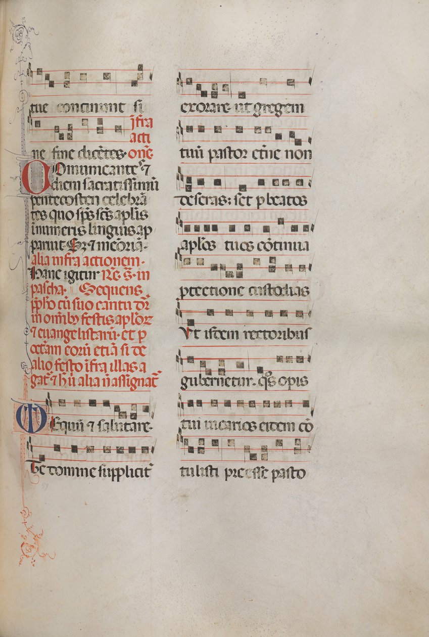 Missale: Fol. 181: Musik för olika vanliga böner, 1469. av Bartolomeo Caporali