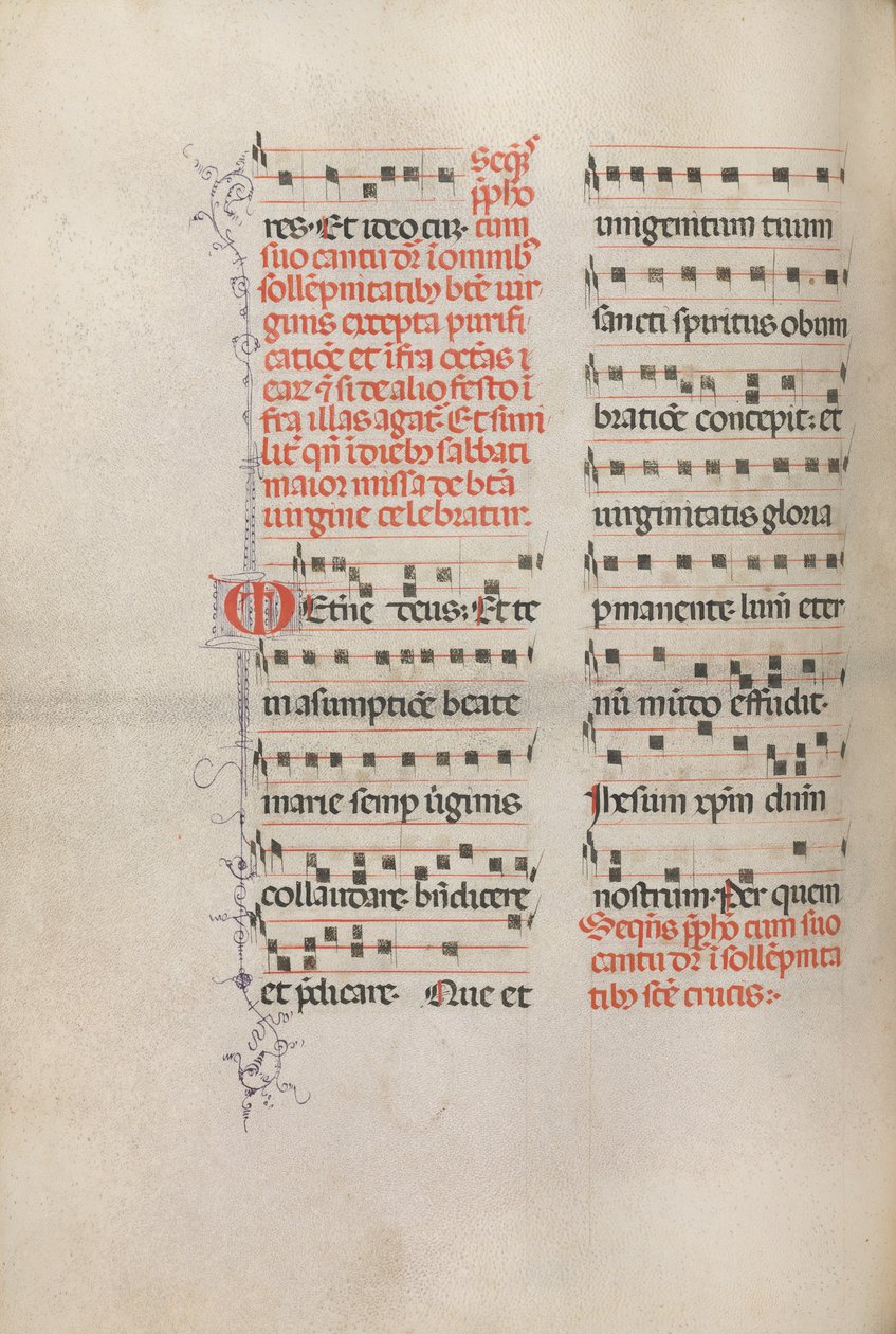Missale: Fol. 181v: Musik för olika vanliga böner, 1469. av Bartolomeo Caporali