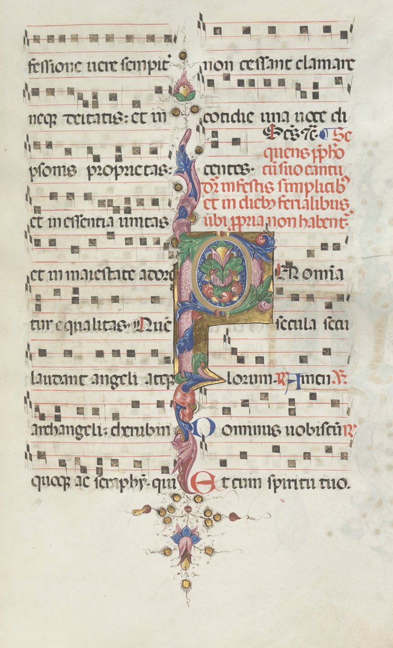 Missale: Fol. 183: Lövdekoration, 1469. av Bartolomeo Caporali
