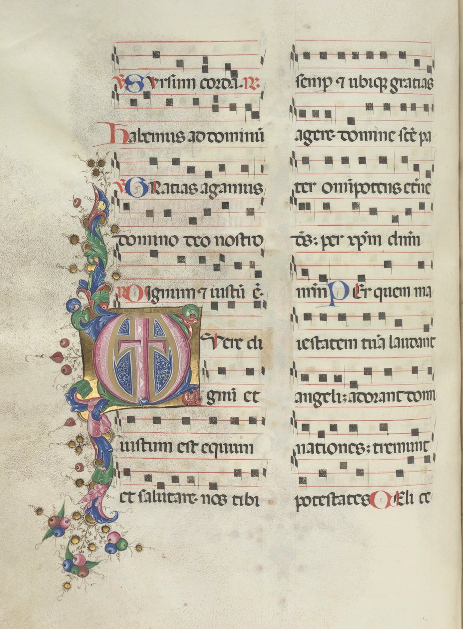 Missale: Fol. 183v: Kors, lövverk, 1469. av Bartolomeo Caporali
