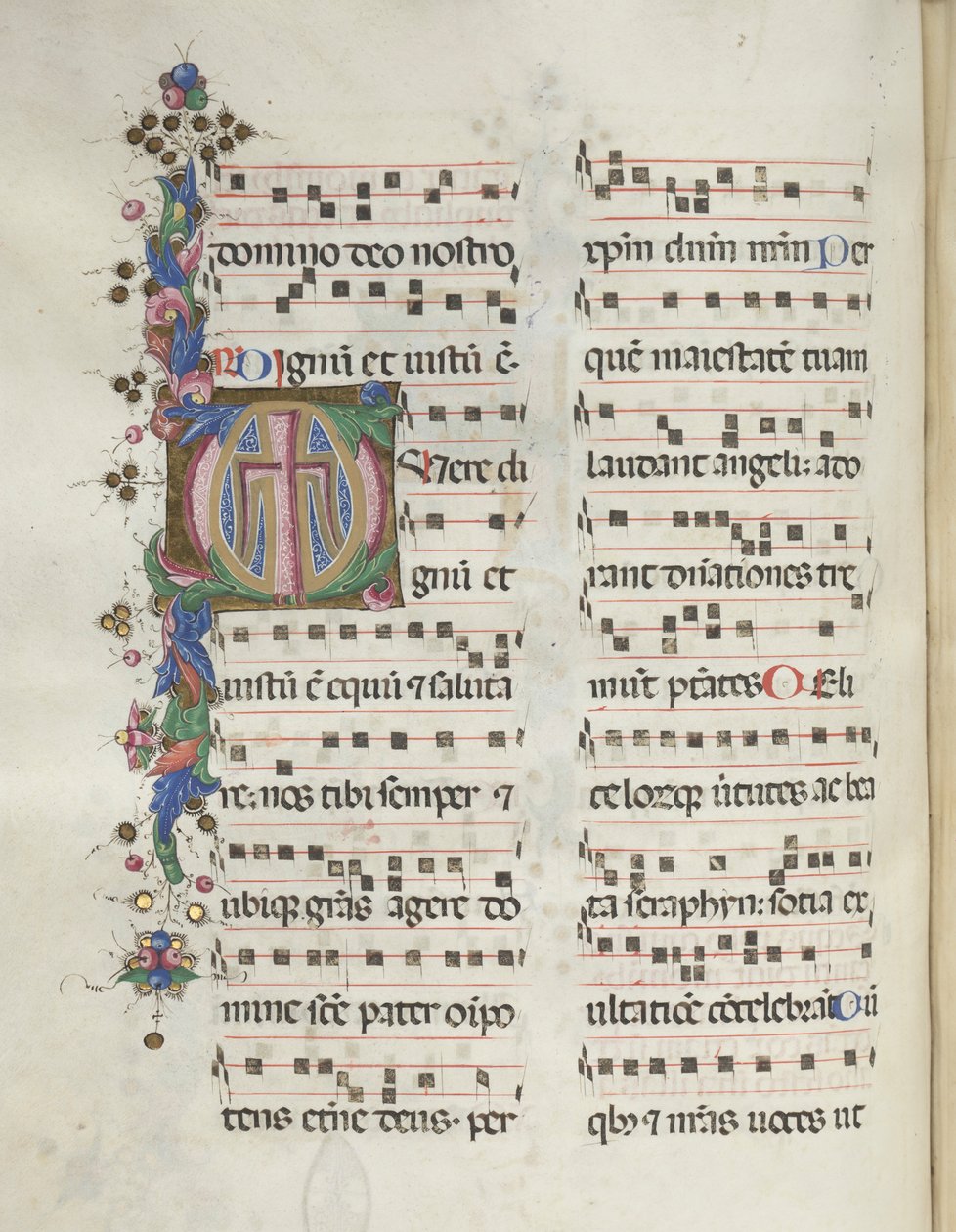 Missale: Fol. 184v: Kors, lövverk, 1469 av Bartolomeo Caporali