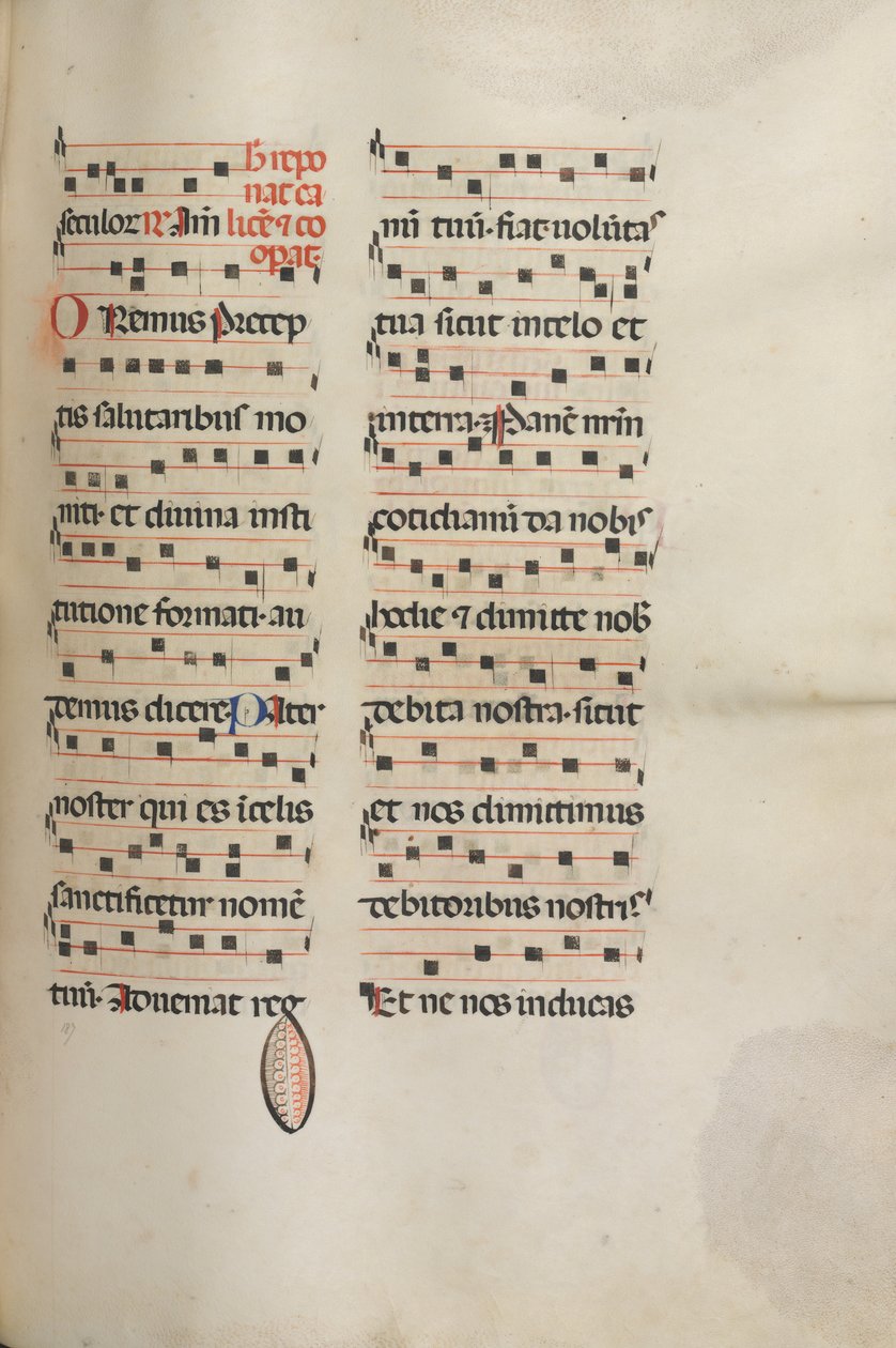 Missale: Fol. 189: Musik för olika böner, 1469. av Bartolomeo Caporali