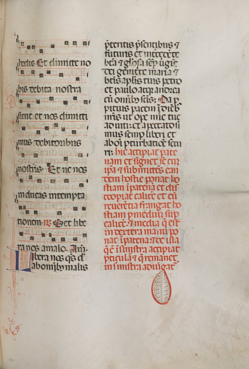 Missale: Fol. 190: Musik för olika böner, 1469. av Bartolomeo Caporali