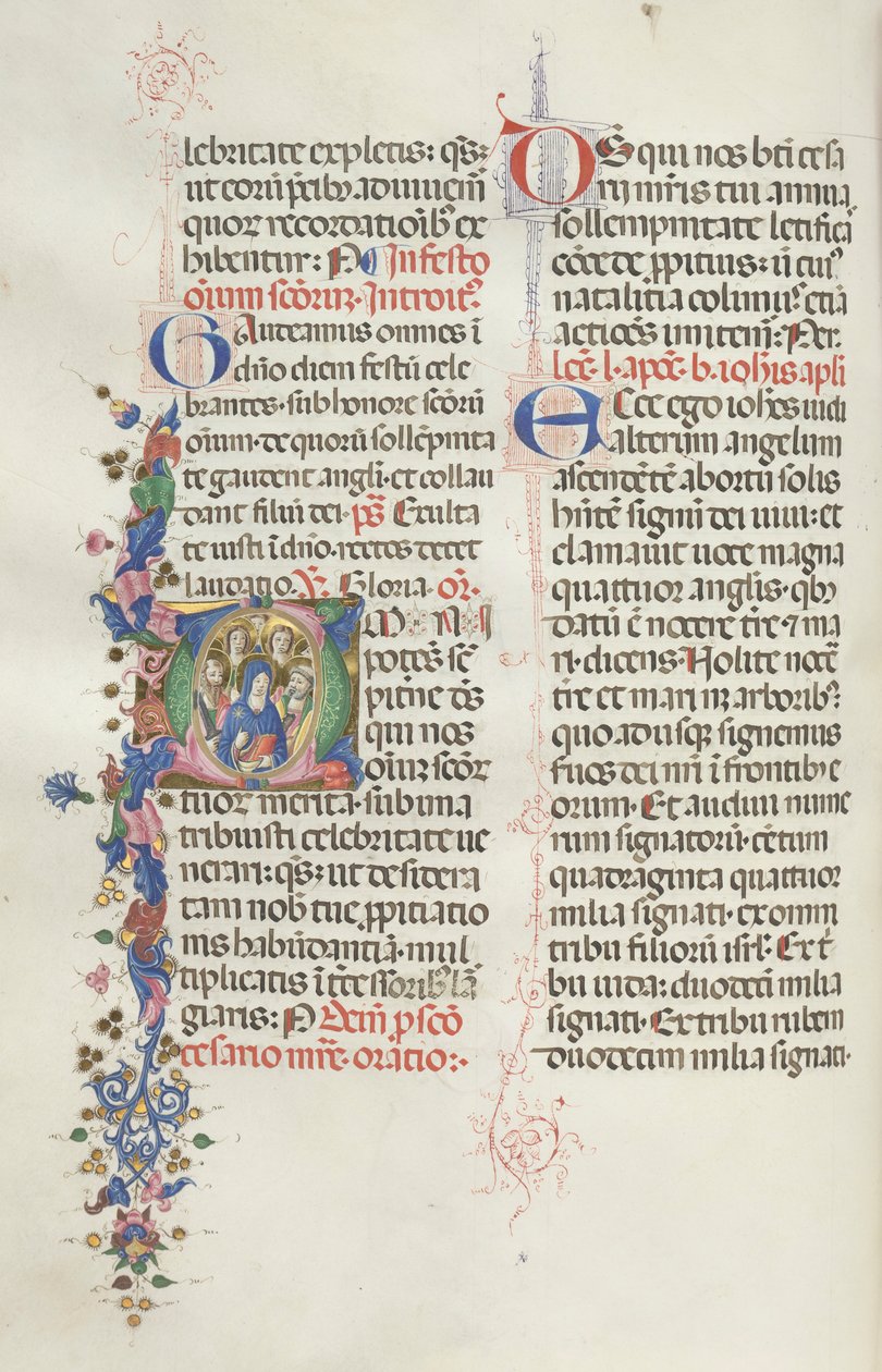 Missale: Fol. 322v: Jungfrun bland apostlarna och de heliga, 1469. av Bartolomeo Caporali