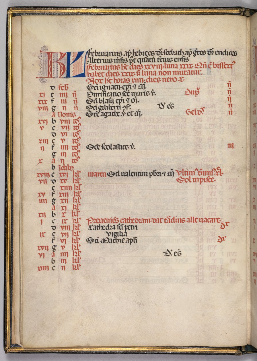 Missale: Fol. 3v: Februari kalendersida, 1469. av Bartolomeo Caporali