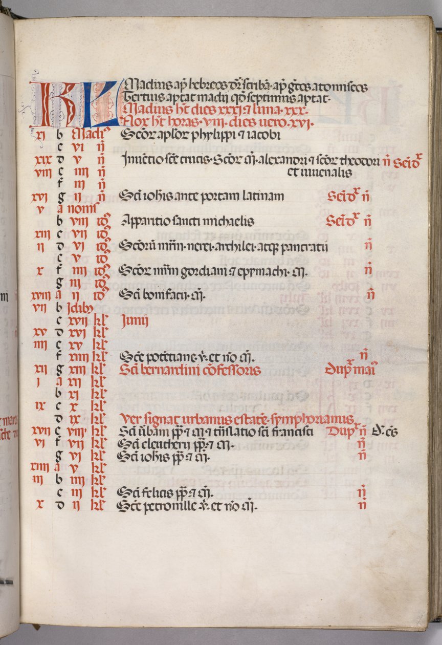 Missale: Fol. 5r: Maj kalendersida, 1469. av Bartolomeo Caporali