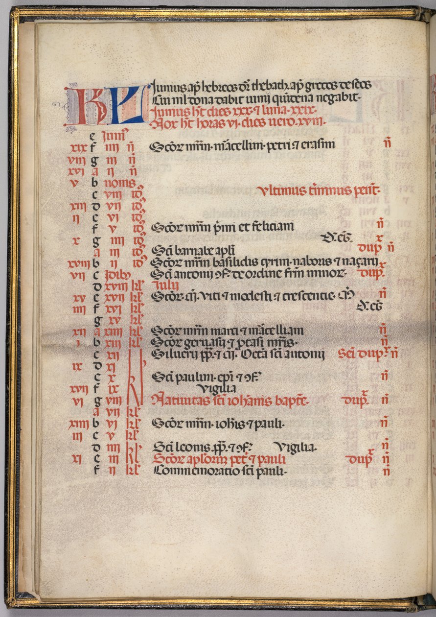 Missale: Fol. 5v: Junikalendersidan, 1469 av Bartolomeo Caporali