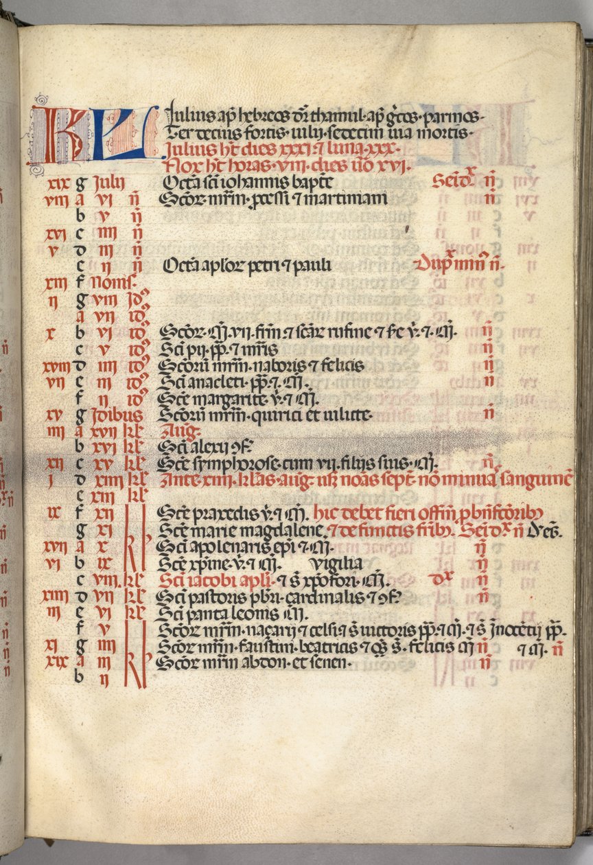 Missale: Höst. ರ್ರ್: Julikalendersidan, ೧೪೬೯. av Bartolomeo Caporali