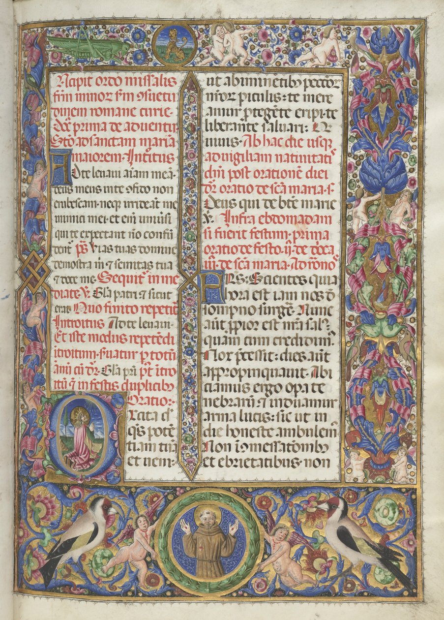 Missale: Fol. 9: Ordo Missalis fullständiga gränser, 1469 av Bartolomeo Caporali