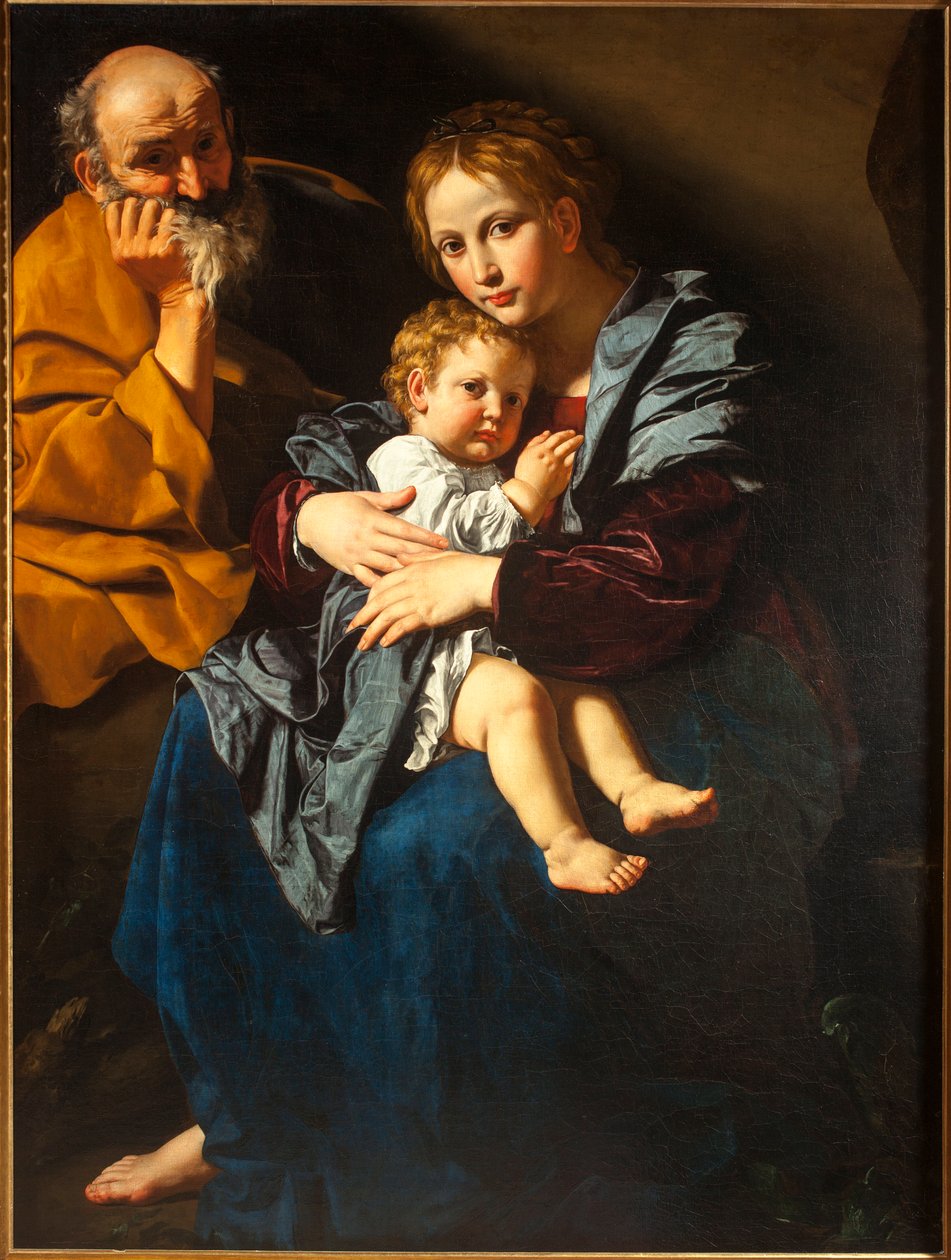 Helig familj (olja på duk av Bartolomeo Cavarozzi