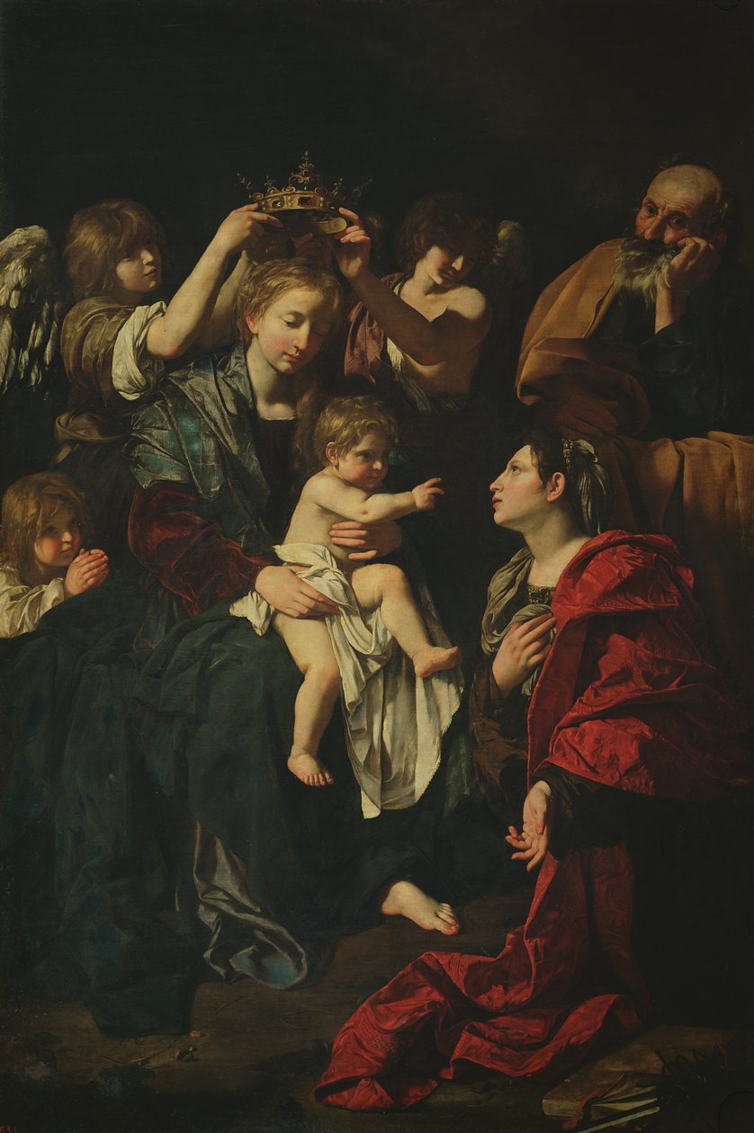 Den heliga familjen med St.Catherine av Bartolomeo Cavarozzi