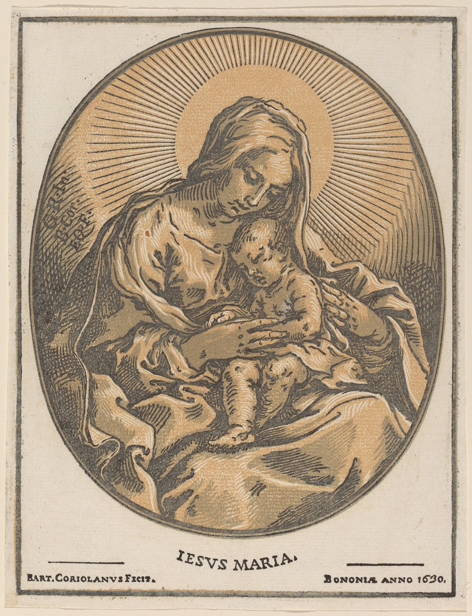 Jungfru och barn av Bartolomeo Coriolano after Guido Reni
