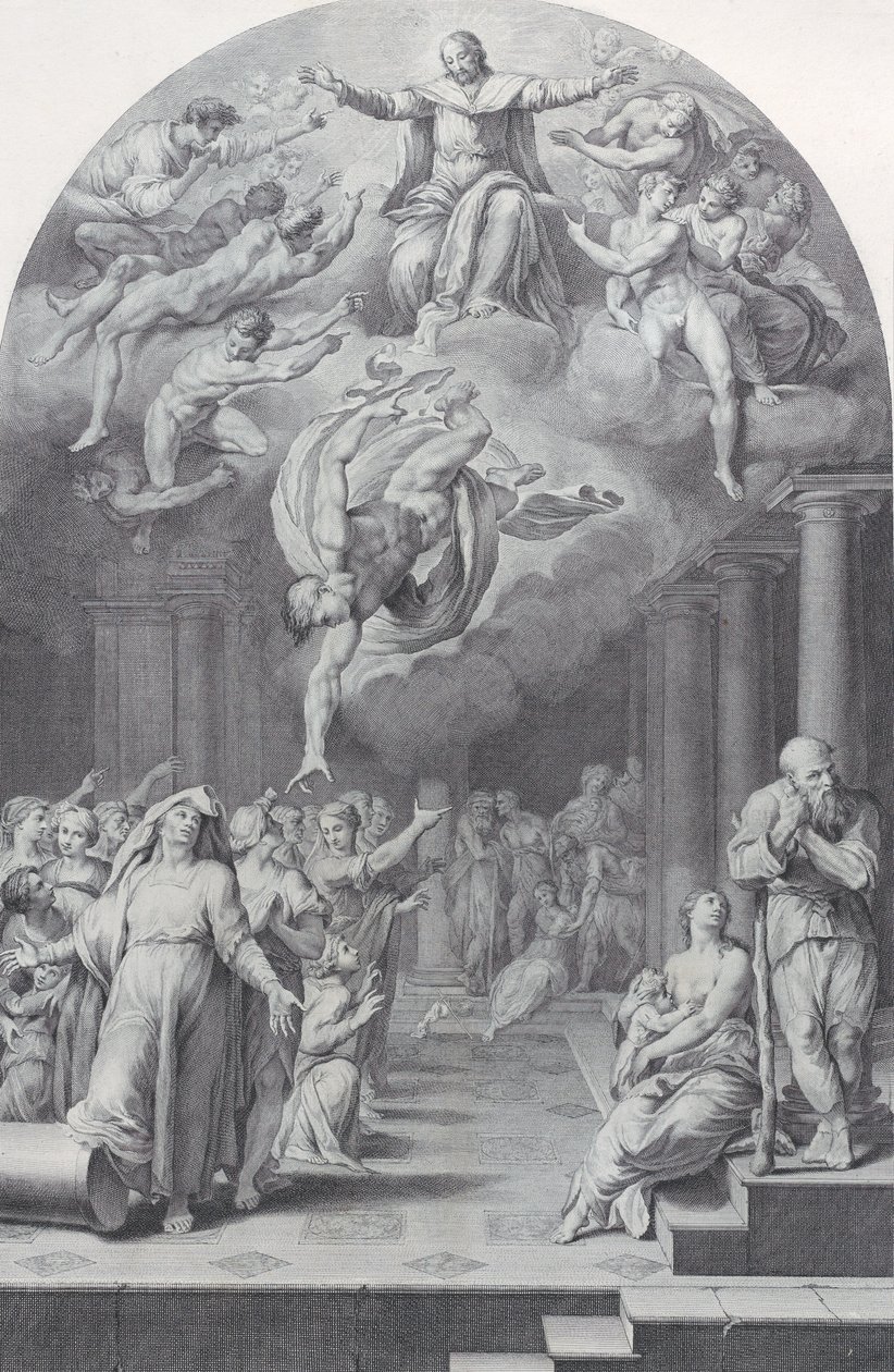 Tavla 40: delning av de utvalda från de fördömda, 1756. Skapare: Bartolomeo Crivellari, Gabriel Söderling. av Bartolomeo Crivellari, Gabriel Söderling