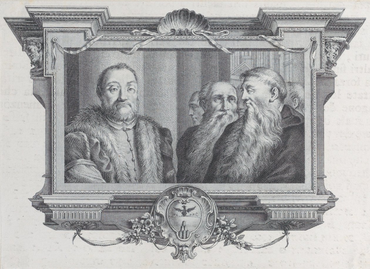Tre skäggiga män, en i päls, 1756. Skapare: Bartolomeo Crivellari, Gabriel Söderling. av Bartolomeo Crivellari, Gabriel Söderling